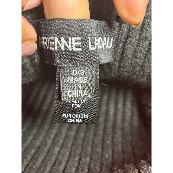 Adrienne Landau WOMEN's Fur Pom Pom BLACK Metallic Beanie Hat NWOT - Picture 7 of 7